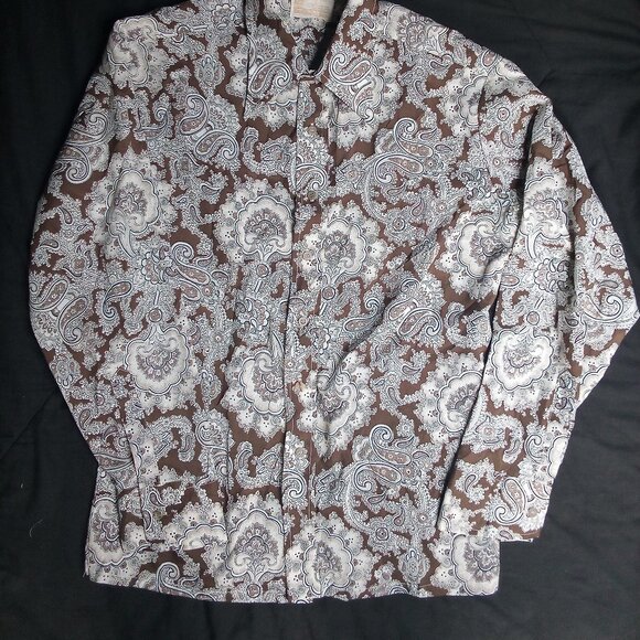 Vintage Sears Kings Road MCM Paisley Polyester Disco Shirt - Picture 3 of 5